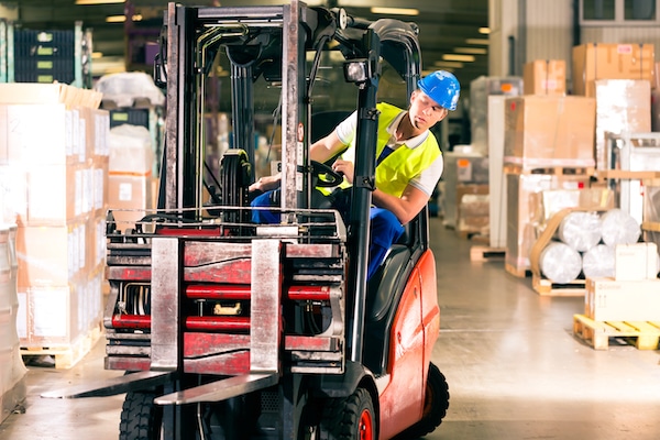 Forklift operator doing his job