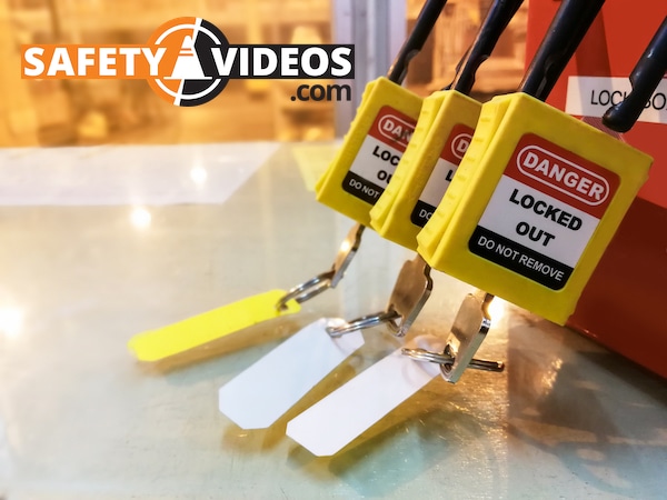 Logo Row of Locks and Keys for Controlling Hazardous Energy