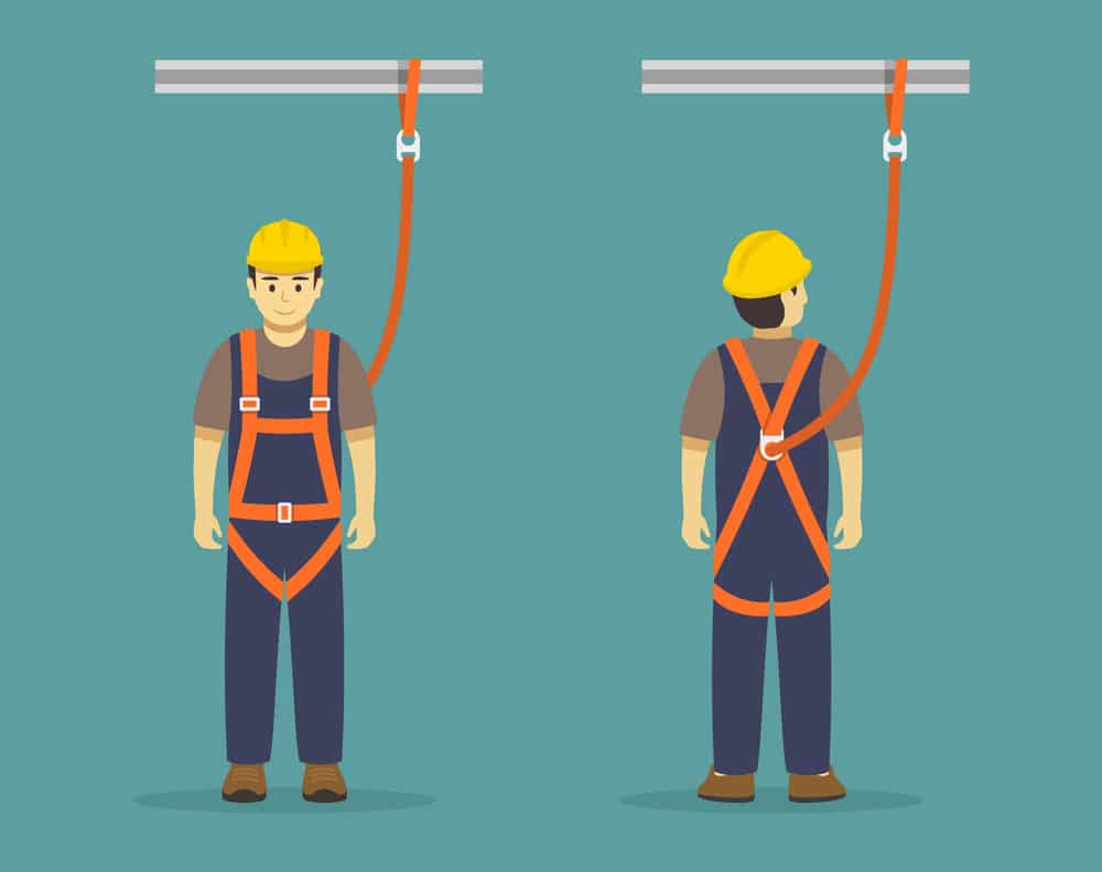 Construction Worker Wearing Safety Harness