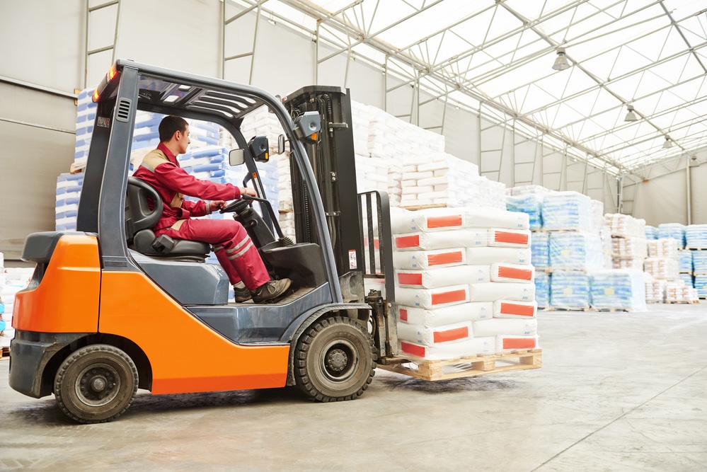 Forklift in a Warehouse