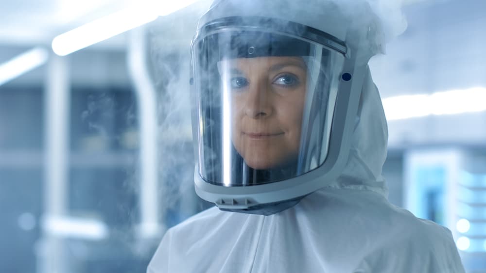 Virology Scientist in Full Body Suit