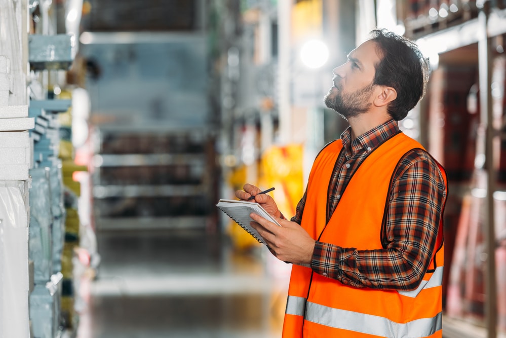 Warehouse Worker Taking Inventory