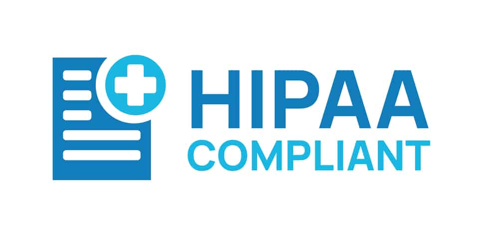 The hipaa complaint logo on a white background.