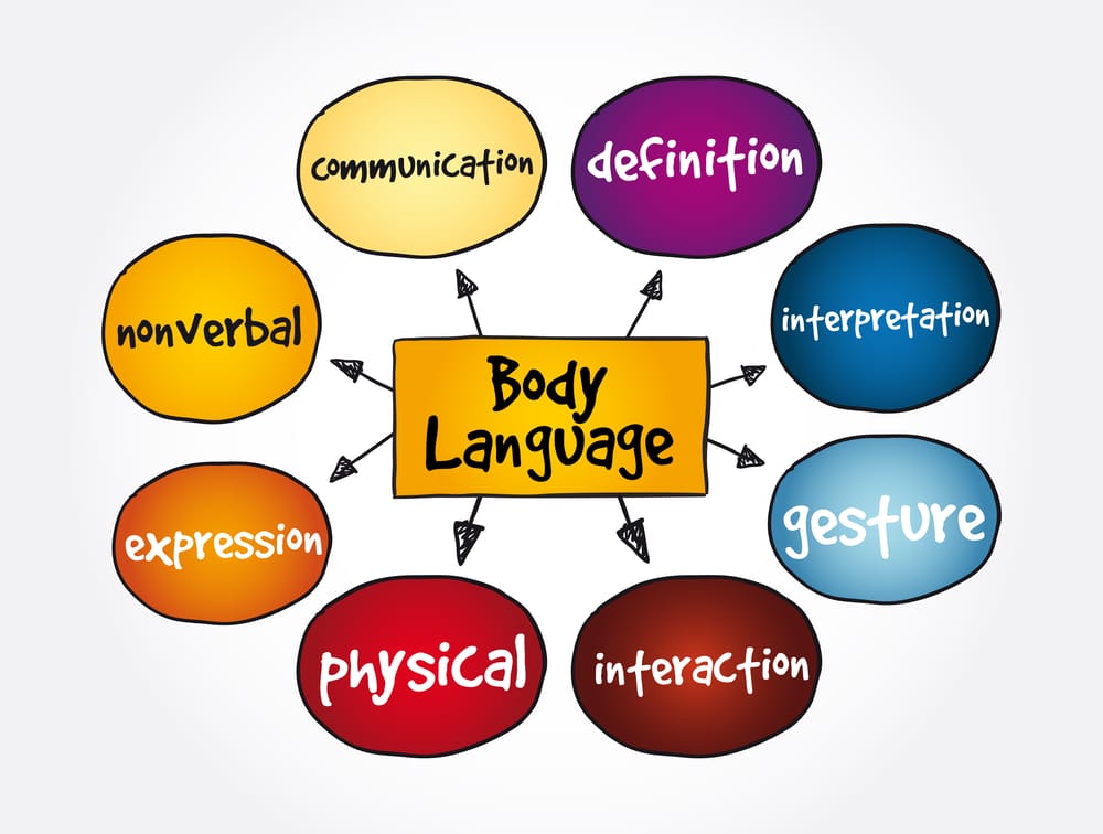 A diagram showing the different types of body language.